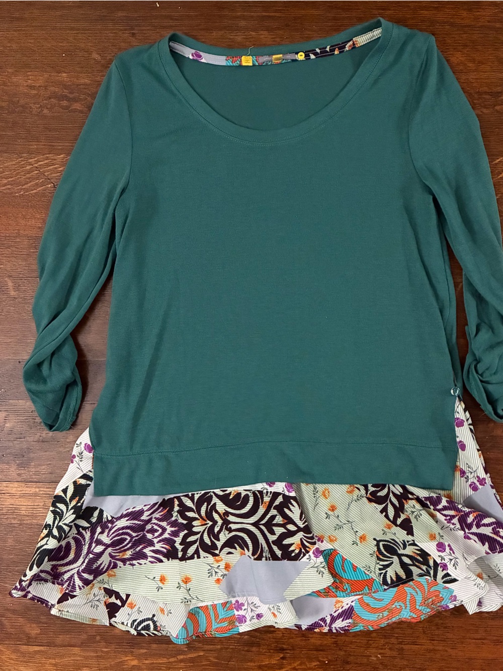 Anthropologie Little Yellow Button Layered Peplum Scoop Neck Top